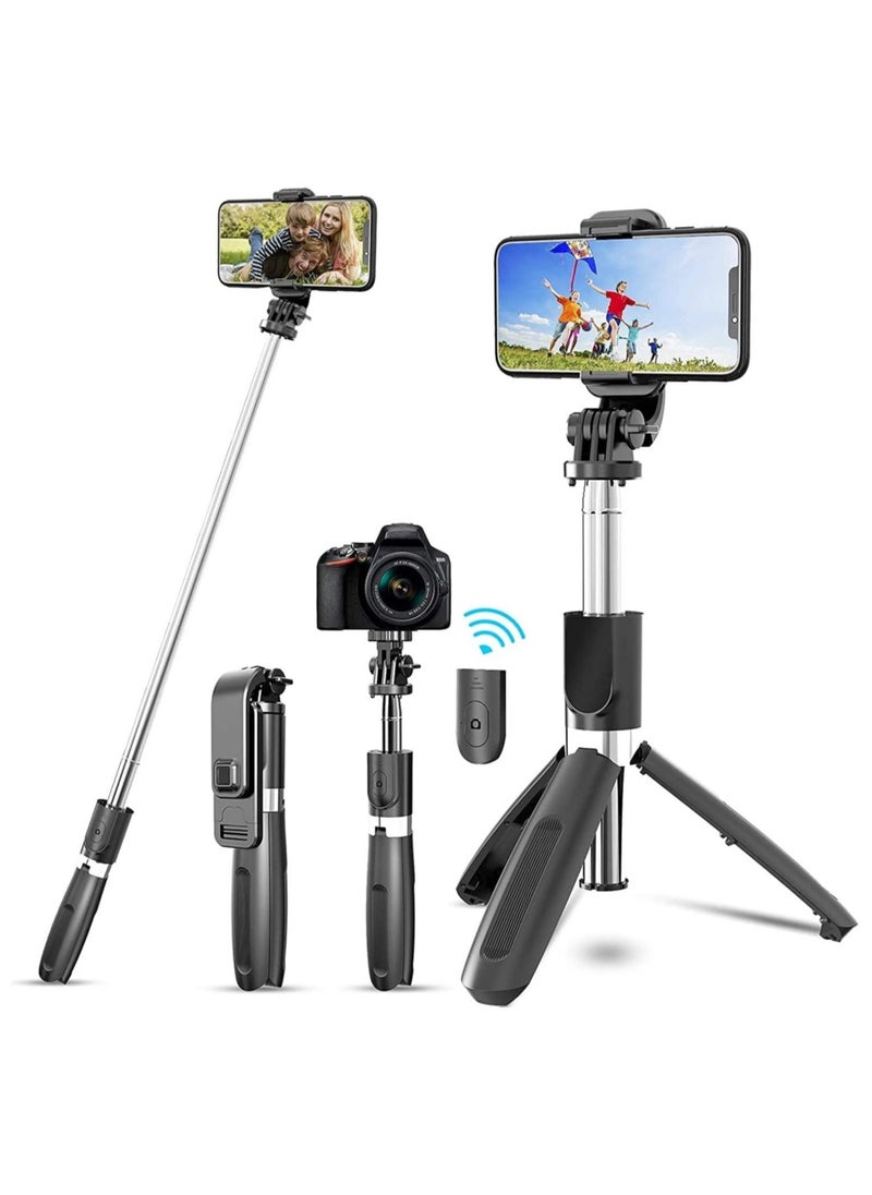 ELTRAZONE Portable 40 Inch Aluminum Alloy Selfie Stick Phone Tripod with Wireless Remote Shutter Compatible with iPhone 12 11 pro Xs Max Xr X 8 7 6 Plus - Image 1