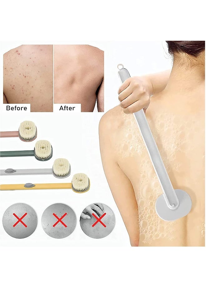 إسكدنيا فرشاة استحمام بتعامل طويل مع موزع صابون، فرشاة فرك خلفية مقشرة لغسل الجسم، فرشاة تنظيف قابلة للتخزين لتجربة استحمام منعشة. - Image 3