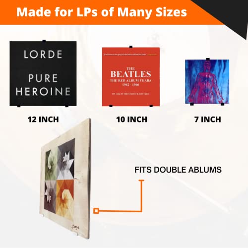 3d Lasers Lab Minimalist Vinyl Record Album Wall Mount Display- 6 Pack | No Wall Damage so Perfect for Apartments, Dorms, & Office | Your Favorite Holder for Your 7-12 inch LPs… (Black, 6-Record) - Image 3