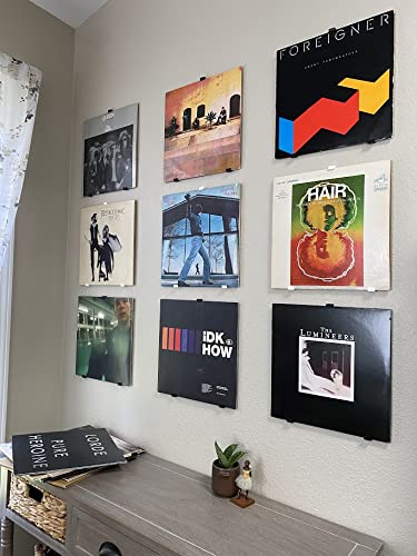 3d Lasers Lab Minimalist Vinyl Record Album Wall Mount Display- 6 Pack | No Wall Damage so Perfect for Apartments, Dorms, & Office | Your Favorite Holder for Your 7-12 inch LPs… (Black, 6-Record) - Image 1