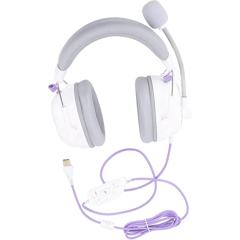 Wired USB Gaming Headset, HiFi 7.1 Surround Sound, Noise Canceling Microphone Lightweight Comfort Over Ear Headphones, Ideal for PC Gaming (White) - Image 5