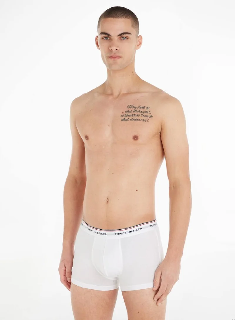 TOMMY HILFIGER Men's 3-Pack Stretch Cotton Low Rise Trunks Underwear Bottoms, Black/ Grey/ White