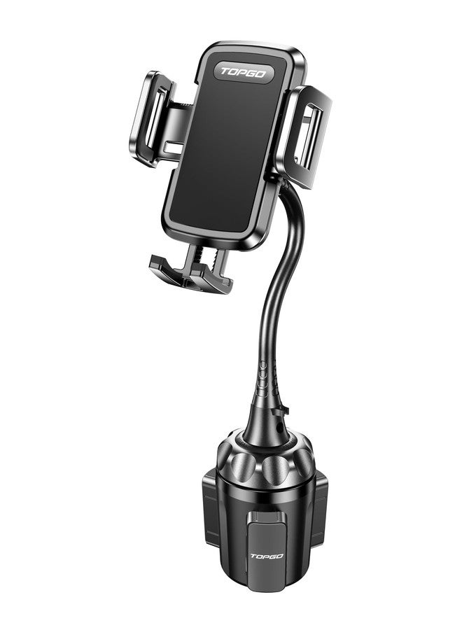 TOPGO Cup Phone Holder for Car [Upgraded Adjustable Gooseneck & Firmly Stable] Car Phone Mount Cell Phone Automobile Cradles for iPhone 16 and All 4-7 inches Smartphone(Black) - Image 1
