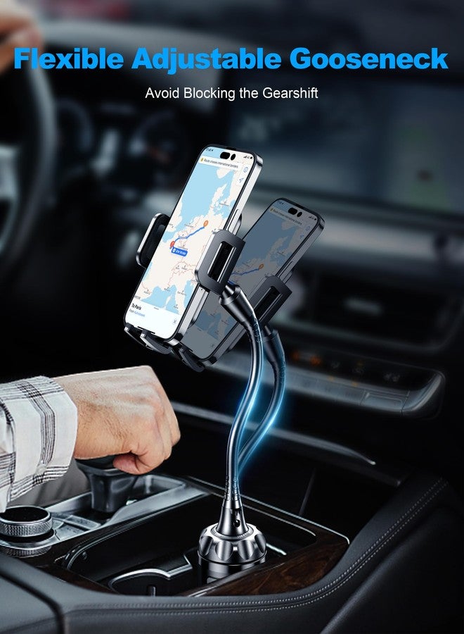 TOPGO Cup Phone Holder for Car [Upgraded Adjustable Gooseneck & Firmly Stable] Car Phone Mount Cell Phone Automobile Cradles for iPhone 16 and All 4-7 inches Smartphone(Black) - Image 2