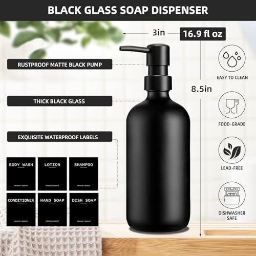 RYTOXILO Dish Soap Dispenser for Kitchen, 16.9 fl oz Black Hand and Dish Soap Dispenser Set, Kitchen Soap Dispenser with Sponge Holder, Brush Holder and Loofah Sponge, Countertop Sink Organizer Accessories - Image 3