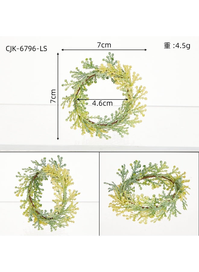 XIYU حلقات مناديل 6 عبوات، حلقات مناديل خشبية بفروع الصنوبر المقدس لتزيين طاولة الزفاف وزينة حفلات عيد الميلاد - Image 2
