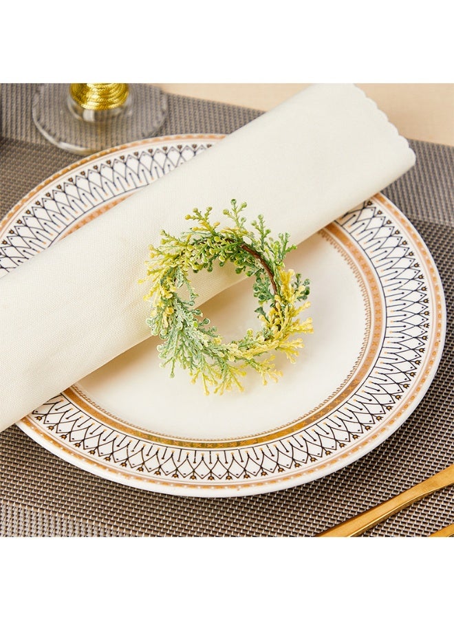 XIYU حلقات مناديل 6 عبوات، حلقات مناديل خشبية بفروع الصنوبر المقدس لتزيين طاولة الزفاف وزينة حفلات عيد الميلاد - Image 4