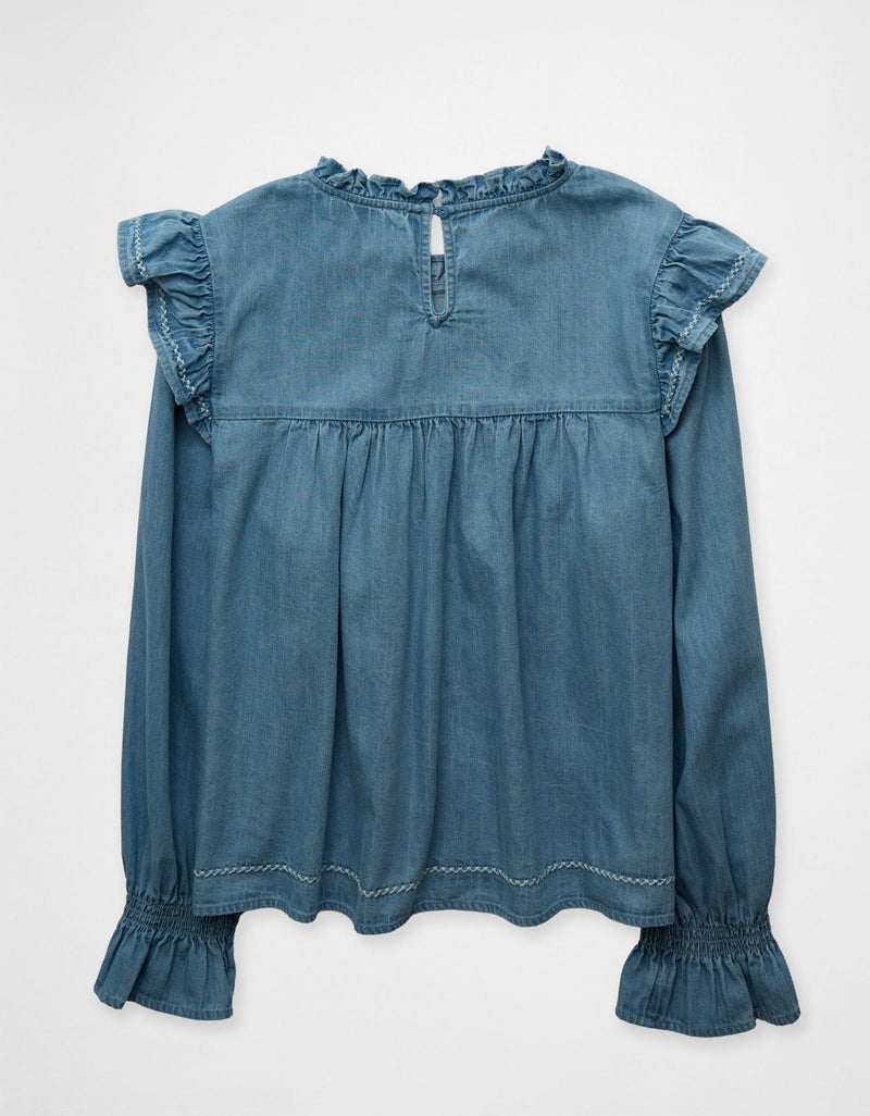 American Eagle AE Long-Sleeve Denim Blouse - Image 4