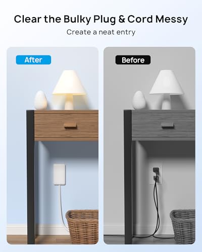 TROND Flat Outlet Cover Extension Cord, 3 AC Widely Spaced with 2 USB C Charger, 5FT Plug Concealer Power Strip, Wall Mount Behind TV, Hidden Under in-Drawer Desk Cabinet Vanity Counter - Image 3
