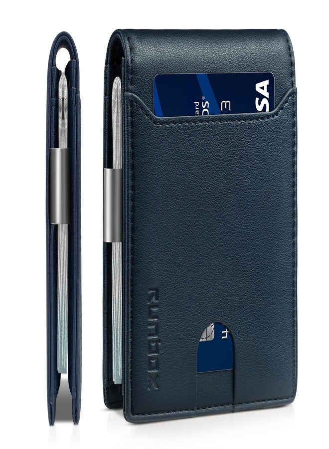 RUNBOX Slim Wallets for Men - Leather Money Clip Mens Wallet - RFID Blocking Front Pocket Bifold Wallet - Thin Credit Card Holder with Gift Box - Image 1