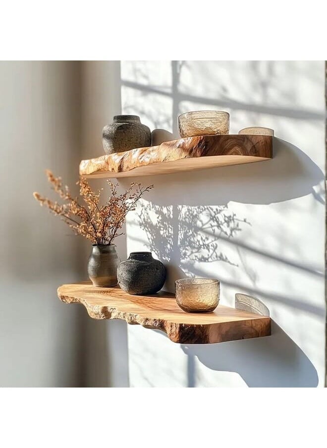 2 Set Of Rectangle Wooden Floating Shelf 70x20 cm