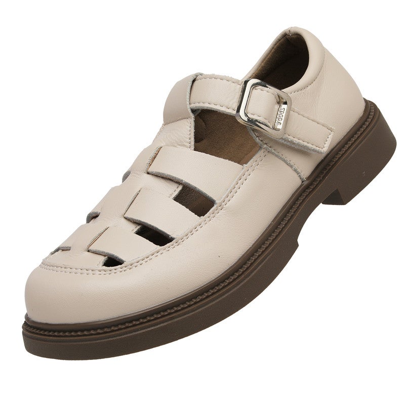 Lucky Kids Girls Summer Sandals,Closed Toe Leather Soft Rubber Flat Causal Summer Shoes for Toddler/Little kids/Big Kids - Image 1