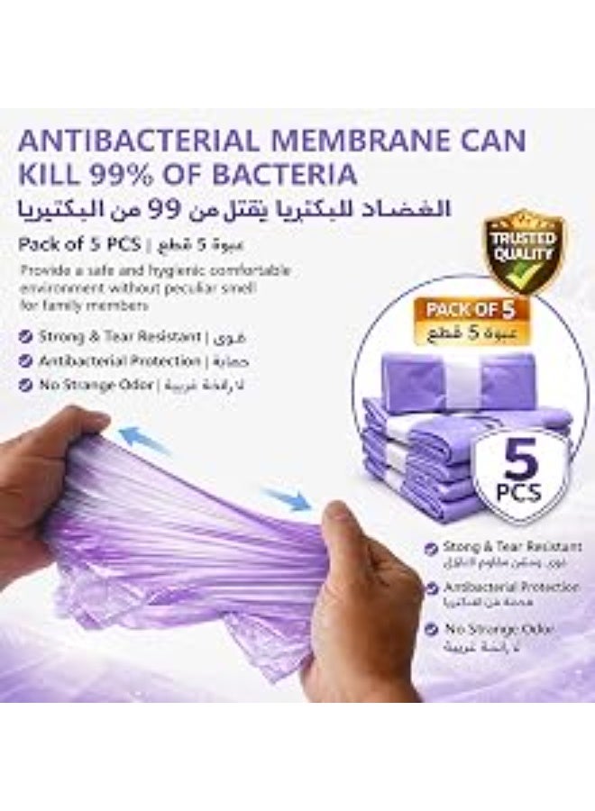 insular 5 Pack Diaper Bag Refills, 4.8m Lemon Scented Refill Rolls, 7-Layer Odor Control Sealed Bags for Nappy Disposal, Lemon Scented Diaper Bags Disposable for Nappies, Rubbish(Purple) - Image 5