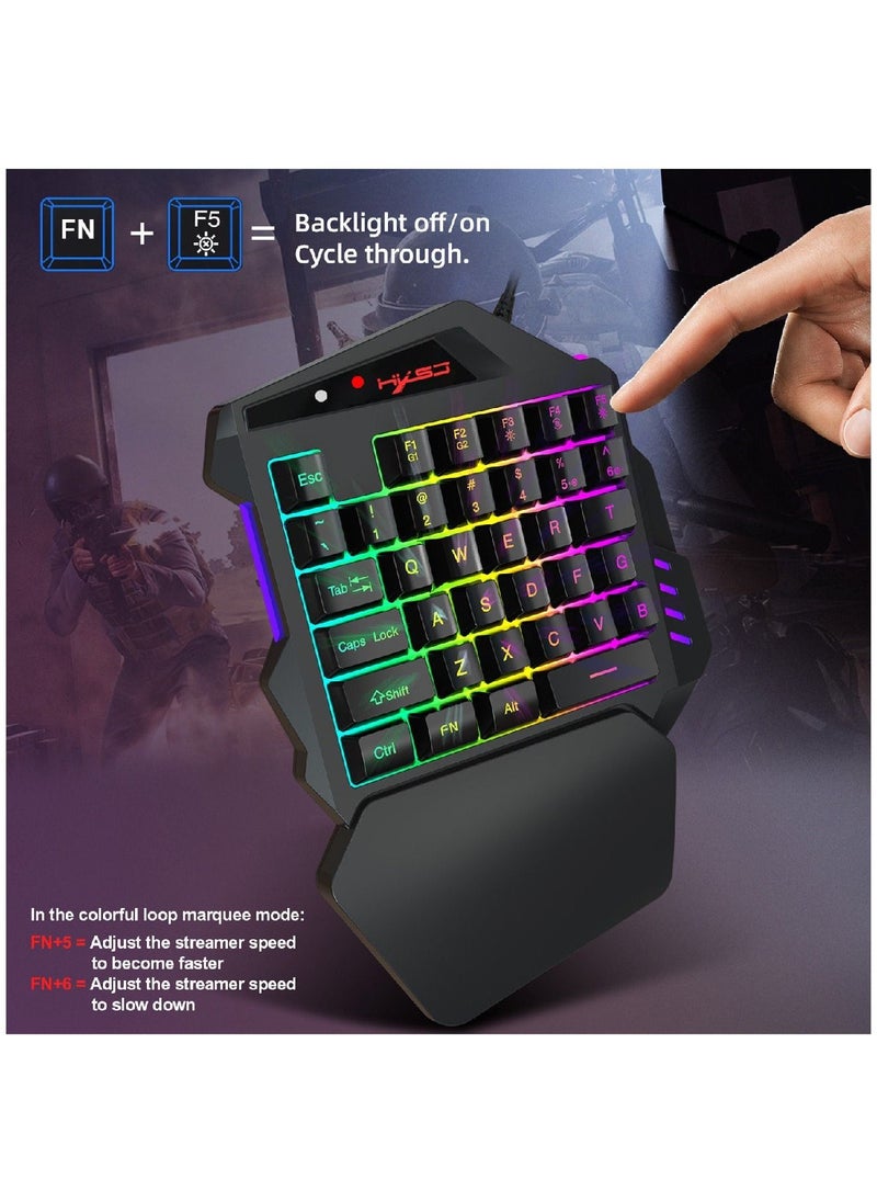 HXSJ - V500 35 Keys Colorful Mixed Light Gaming One-handed Keyboard - Image 1
