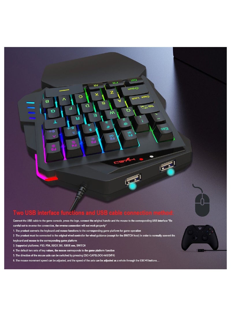 HXSJ - V500 35 Keys Colorful Mixed Light Gaming One-handed Keyboard - Image 1