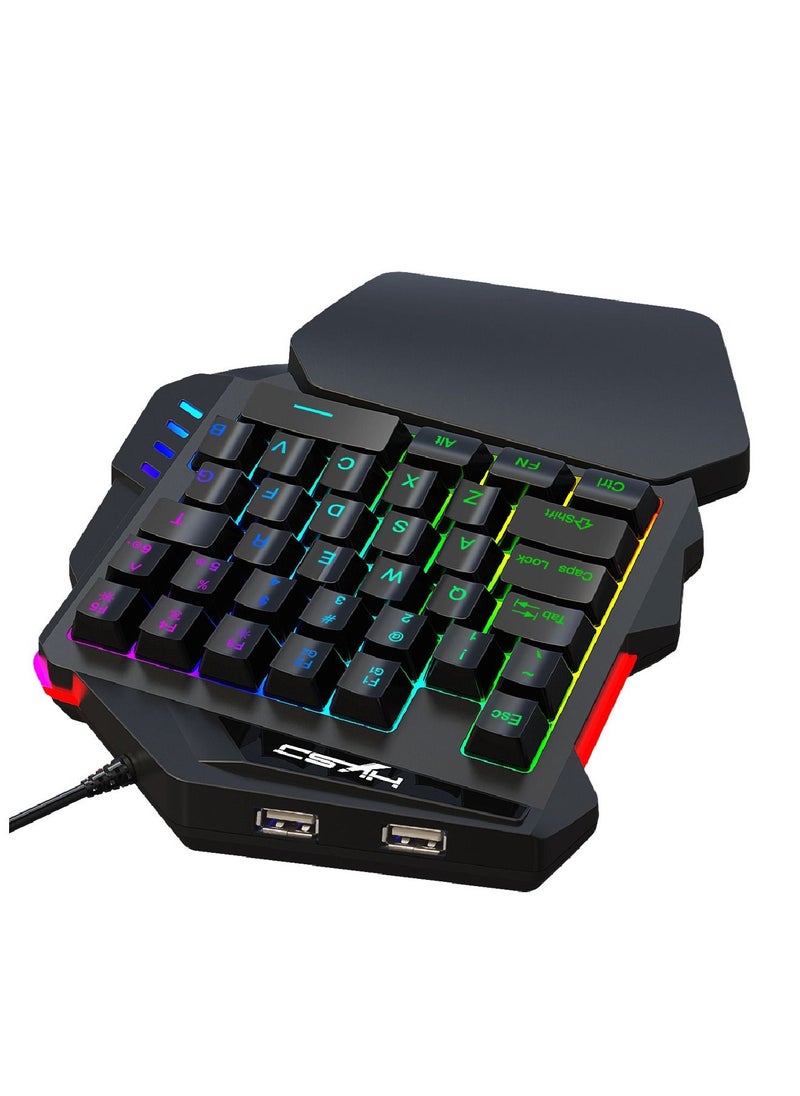 HXSJ - V500 35 Keys Colorful Mixed Light Gaming One-handed Keyboard - Image 1