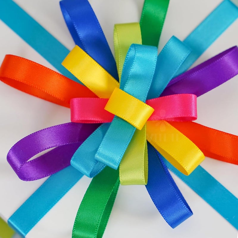 Meedee Rainbow Ribbon Solid Color Assortment 10 Colors Double Face Satin Ribbon for Gift Wrapping Happy Birthday Party Decorations, 3/8" X 5 Yard Each Total 50 Yds Per Package - Image 5