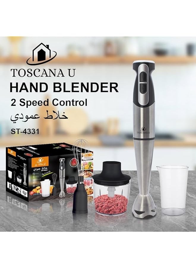 TOSCANA U Portable Hand Blender Personal Blender Smoothie Maker 600Ml Portable Mini Electric Blender For Smoothies Milkshakes Fruits Frozen Protein 350W Silver Black St 62414 Silver  - Image 2