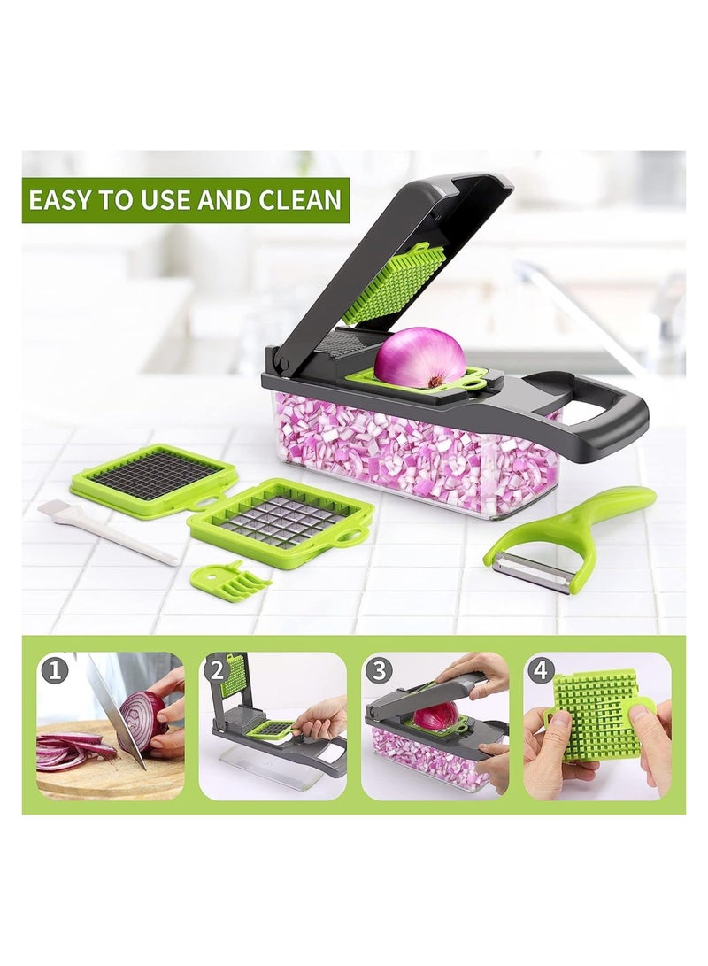 ELTRAZONE Vegetable Chopper,Senbowe Multifunctional 13-in-1 Food Choppers Onion Chopper Vegetable Slicer Cutter Dicer Veggie chopper with 8 Blades,Colander Basket - Image 5