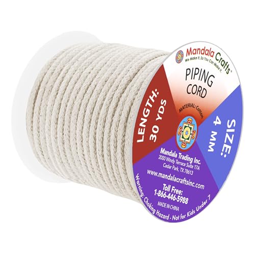 Mandala Crafts Natural Soft Replacement Drawstring Cords for Sweatpants Bags - Piping Cord for Sewing Upholstery - 30 Yds 4mm Cotton Cording Macrame Rope Corset Strings - Image 2