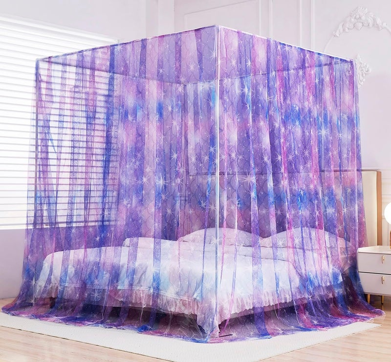 Tie Dye Canopy Bed Curtains, Gradient Ombre Bed Canopy for Girls, Purple-ombre, 57"Wx78.5"Lx78"H, Whimsical/Fantasy - Image 2