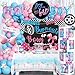 Fiesec Burnouts or Bows Gender Reveal Decorations Baby Boy or Girl Gender Reveal Party Decorations What Will the Baby Be Backdrop Balloon Banner Tablecloth Cake Cupcake Topper Box Sash Pink Blue - Image 3