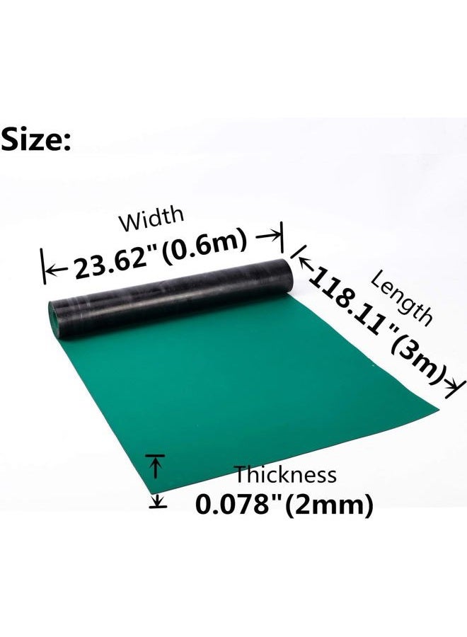 tonchean 23.7" x 118" Rubber ESD Soldering Mat Roll, ESD Anti-Static Mat Roll High Temperature Resistant ESD Grounding Desk Mat Anti-Static Table Mat for Phone,PC,ESD Sensitive Device Repair, Green - Image 2