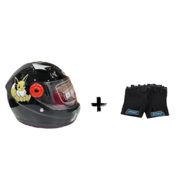 's Full Face Helmet, cartoon style, breathable, strong, durable for Bicycle, Skateboard, Scooter, motorcycle 2 years to 12 years with kids gloves for safety - Image 5