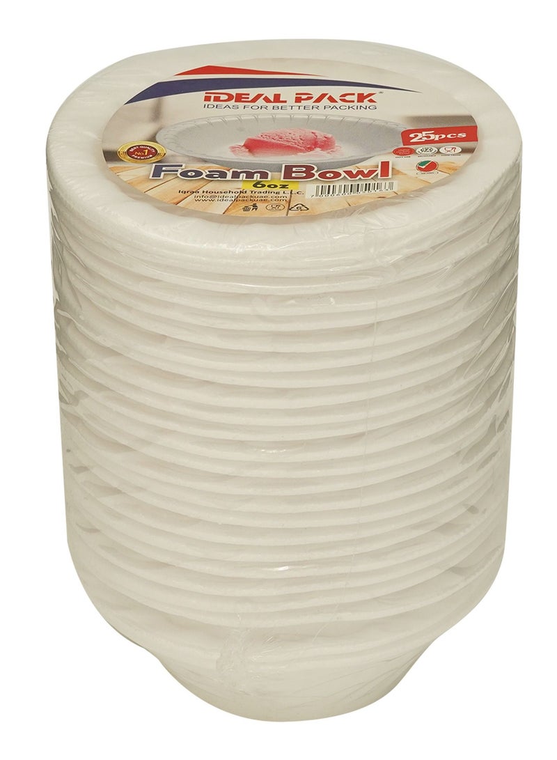 IDEAL PACK FOAM BOWL 6 OZ PACK OF 25 PCS - Image 1