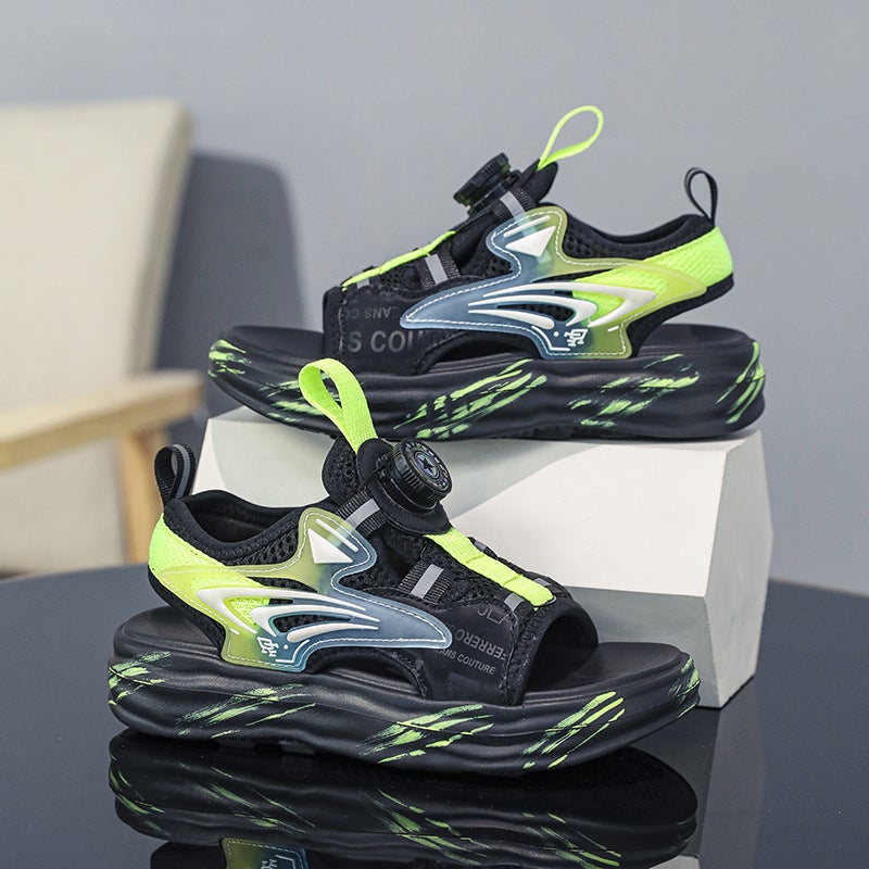 Boys Sandals Summer Swivel Button Children'S Sports Sandals Big Kids Outwear Boys Sandals - Image 4