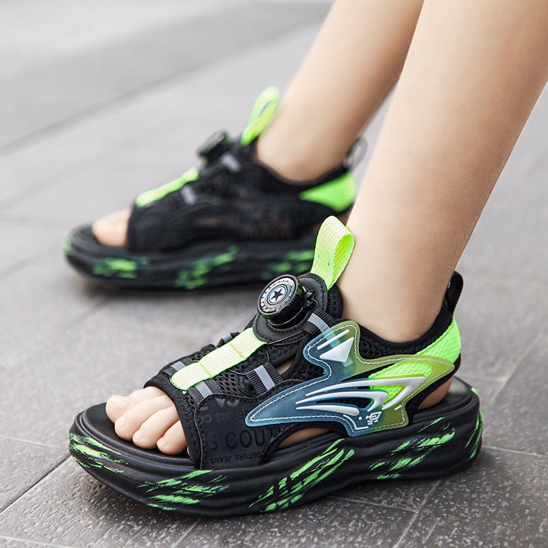 Boys Sandals Summer Swivel Button Children'S Sports Sandals Big Kids Outwear Boys Sandals - Image 3
