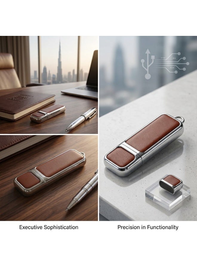 MME Leather Jas 8GB USB 3.0 Flash Drive - Brown - Image 1