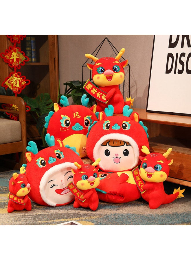 Cute Year Of The Dragon Mascot Warm Hand Plush Toy Zodiac Doll Open Door Activity Gift Scarf Red Envelope-Specifications:Scarf Cap 100-35cm 0.23kg  - Image 5
