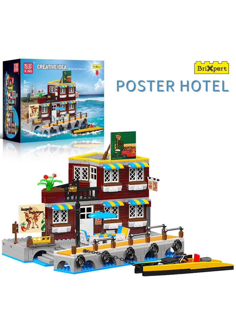mould king Minecraft City Building Set, Mini World Building Blocks, Building Blocks for Kids，Seaside Hotel Series building toy models, children's toys, 8+ Mould King 10143  - Image 1