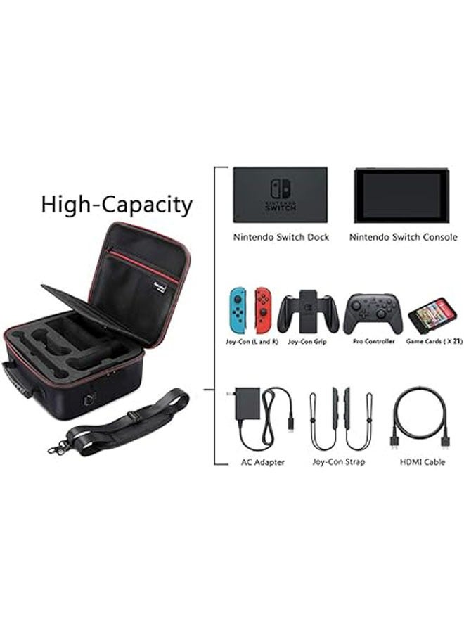 Nintendo Switch/Switch OLED Storage Case with 21 Game Card Slots, Portable Carry Case, Pro Console Controller and Hard Case for Accessories