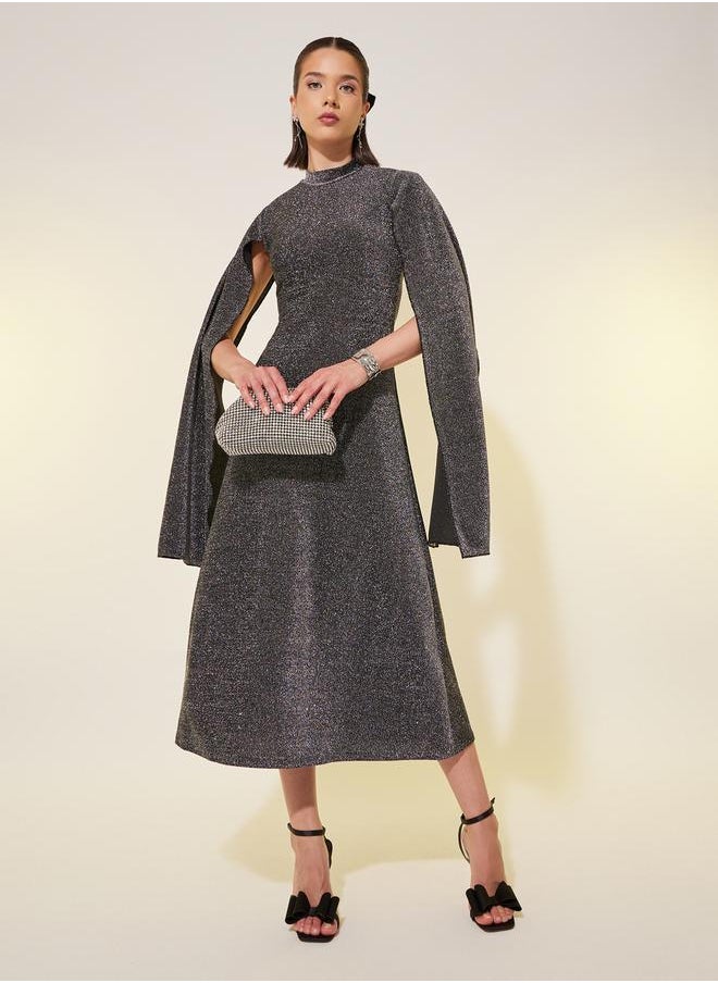 Take Two Shimmering Cape Sleeve Dress  - Image 1