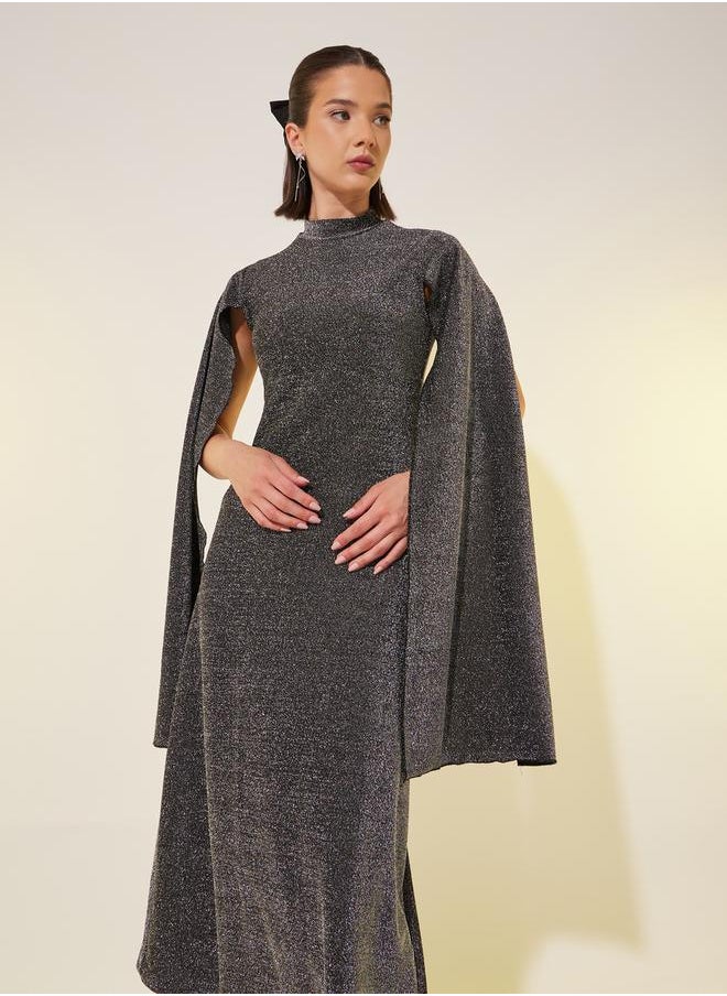 Take Two Shimmering Cape Sleeve Dress  - Image 3
