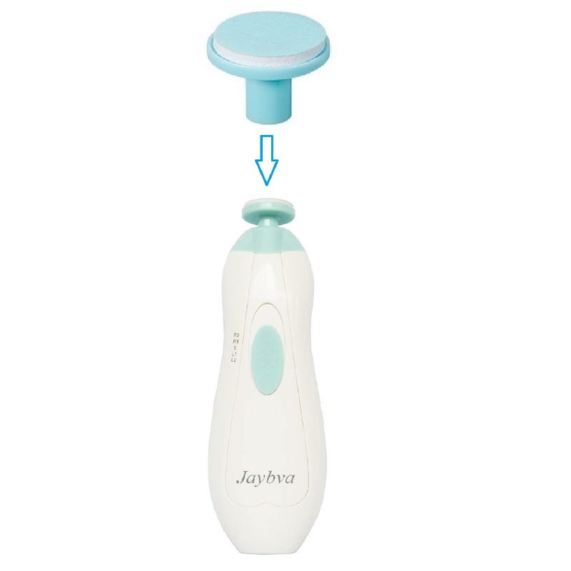 Jaybva وسادات استبدال مثقاب تقليم أظافر الأطفال من Jaybva 6 قطع رؤوس طحن مصقولة لملف الأظافر الكهربائي ومقصات مجموعة القطع زرقاء للأطفال من 6 أشهر فما فوق - Image 3