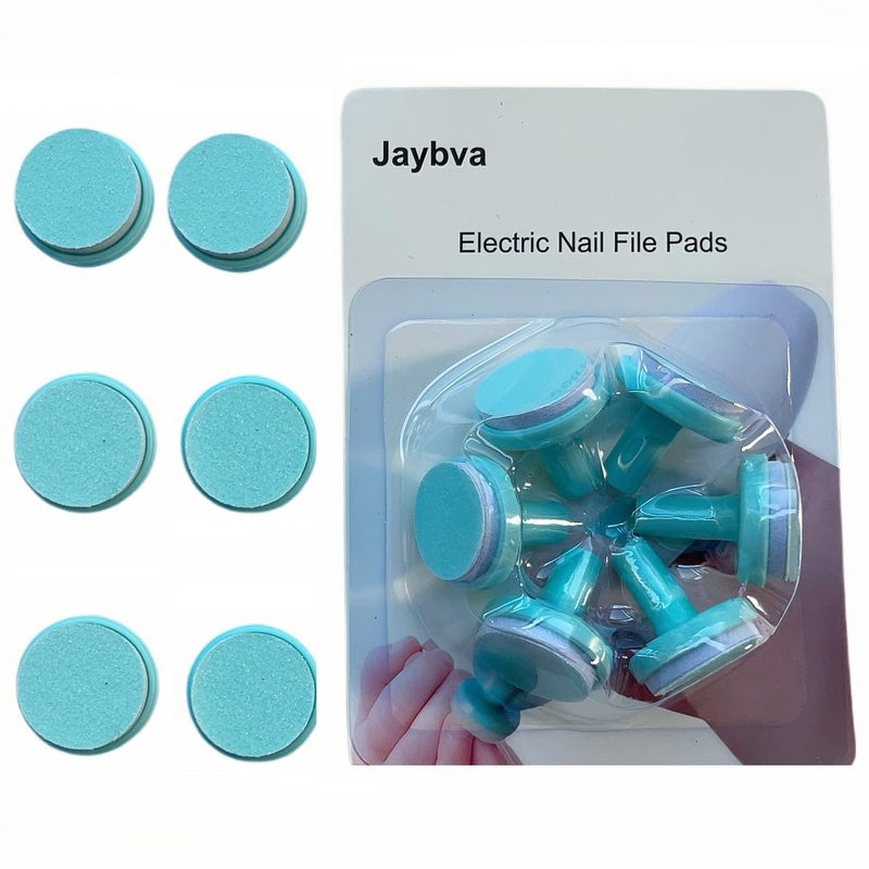 Jaybva وسادات استبدال مثقاب تقليم أظافر الأطفال من Jaybva 6 قطع رؤوس طحن مصقولة لملف الأظافر الكهربائي ومقصات مجموعة القطع زرقاء للأطفال من 6 أشهر فما فوق - Image 2