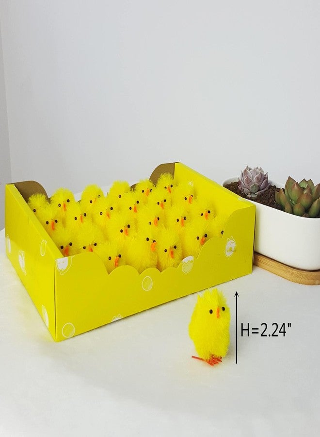DearSun Pack of 24pcs, 2.24" H Easter Chenille Chicks Fluffy Fully Yellow Mini Chicks Easter Party Supplies Decoration Big Size; - Image 2