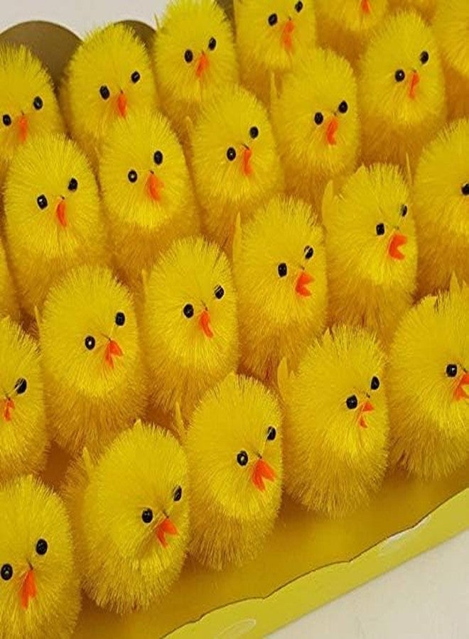 DearSun Pack of 24pcs, 2.24" H Easter Chenille Chicks Fluffy Fully Yellow Mini Chicks Easter Party Supplies Decoration Big Size; - Image 3