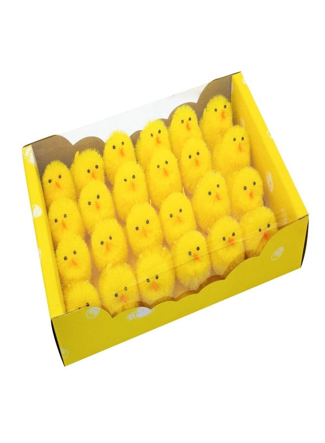 DearSun Pack of 24pcs, 2.24" H Easter Chenille Chicks Fluffy Fully Yellow Mini Chicks Easter Party Supplies Decoration Big Size; - Image 1