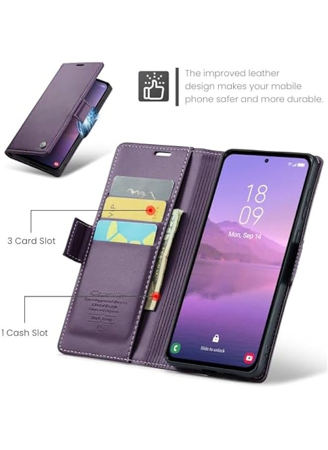 Generic Samsung Galaxy A55 5G RFID Blocking Wallet Flip Case - Purple  - Image 3