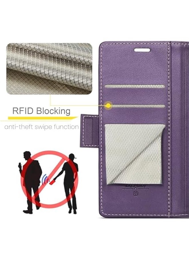 Generic Samsung Galaxy A55 5G RFID Blocking Wallet Flip Case - Purple  - Image 4