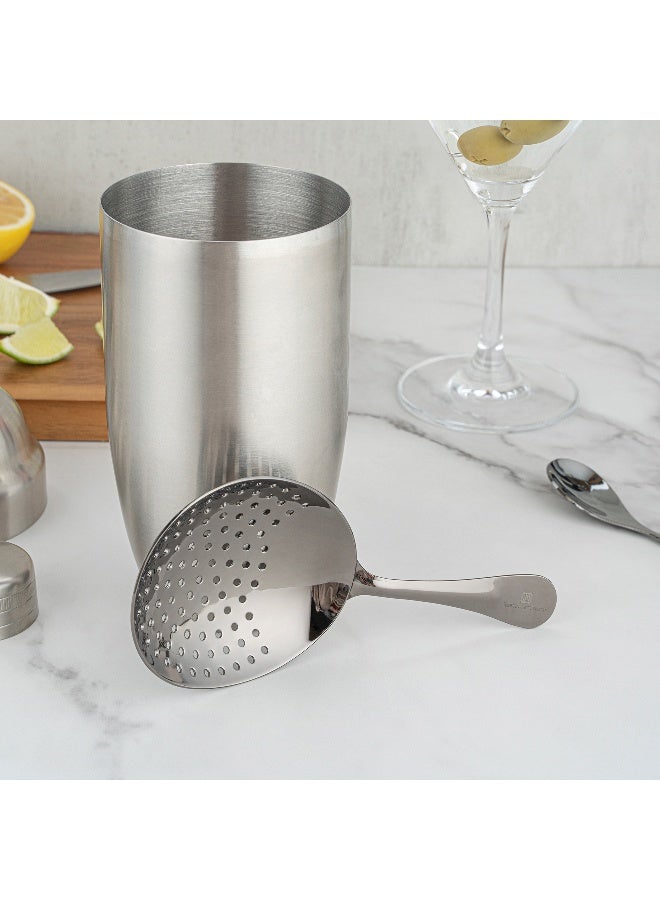 Restaurantware Bar Lux 6.4 Inch x 3 Inch Julep Strainer, 1 Perforated Drink Strainer - Wide, Ergonomic Handle, Black Plated Stainless Steel Cocktail Strainer, Commerical Grade, For Bartenders - Image 3