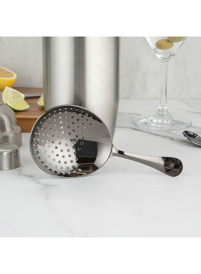 Restaurantware Bar Lux 6.4 Inch x 3 Inch Julep Strainer, 1 Perforated Drink Strainer - Wide, Ergonomic Handle, Black Plated Stainless Steel Cocktail Strainer, Commerical Grade, For Bartenders - Image 4