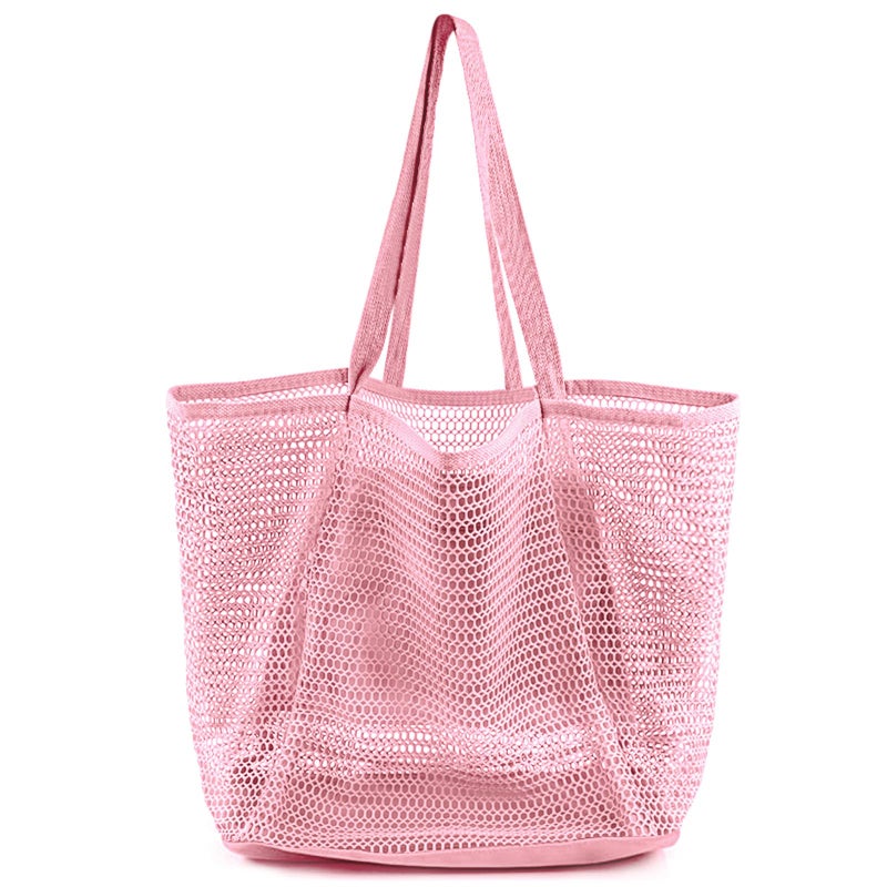 HOHOM Beach Bags for Women Summer Travel Mesh Tote Bag with Large Inner Pocket Sandproof Woven Shoulder Handbag Swim Pool Bag Suit for Family Vacation Essentials - Image 2
