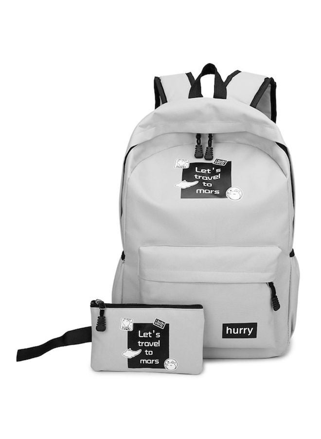 Y&D 2-Piece Letter Pattern Backpack Set Grey - Image 1