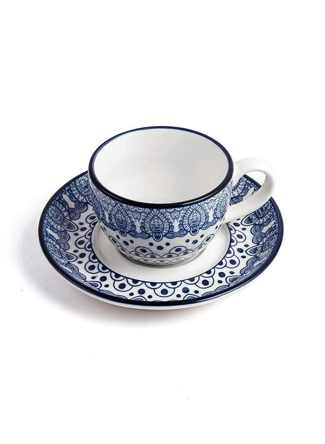 AKDC Che Brucia Arabesque Cup And Saucer 200 Ml Capacity Blue - Image 4