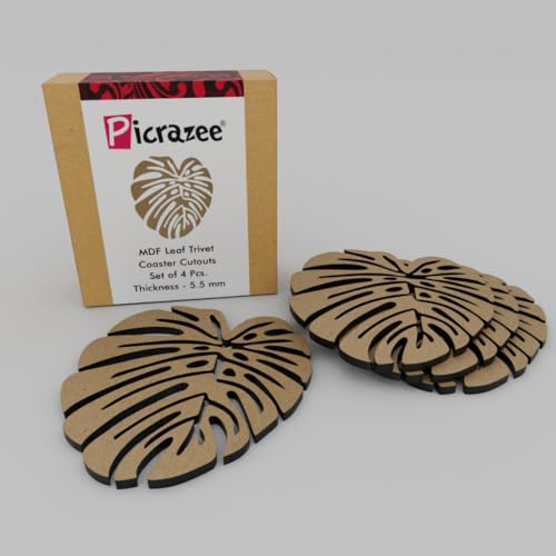 PICRAZEE Leaf Trivets MDF Wooden Plates Coasters for DIY Craft, Mandala Art, Resin Art, Painting, Decoration Craft Kit (LT_4) - Image 1